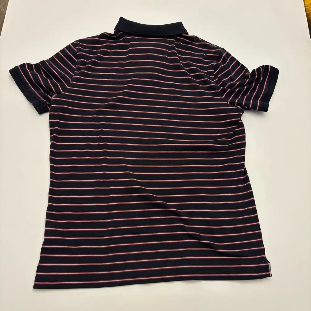Banana Republic Luxury Touch Polo Men's L Navy Red Stripe Standard Fit